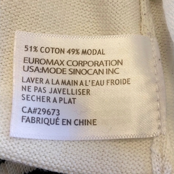 Bylyse Spenard‎ NWOT Women's Large Mock Neck Black White Striped Sweater - Picture 4 of 7